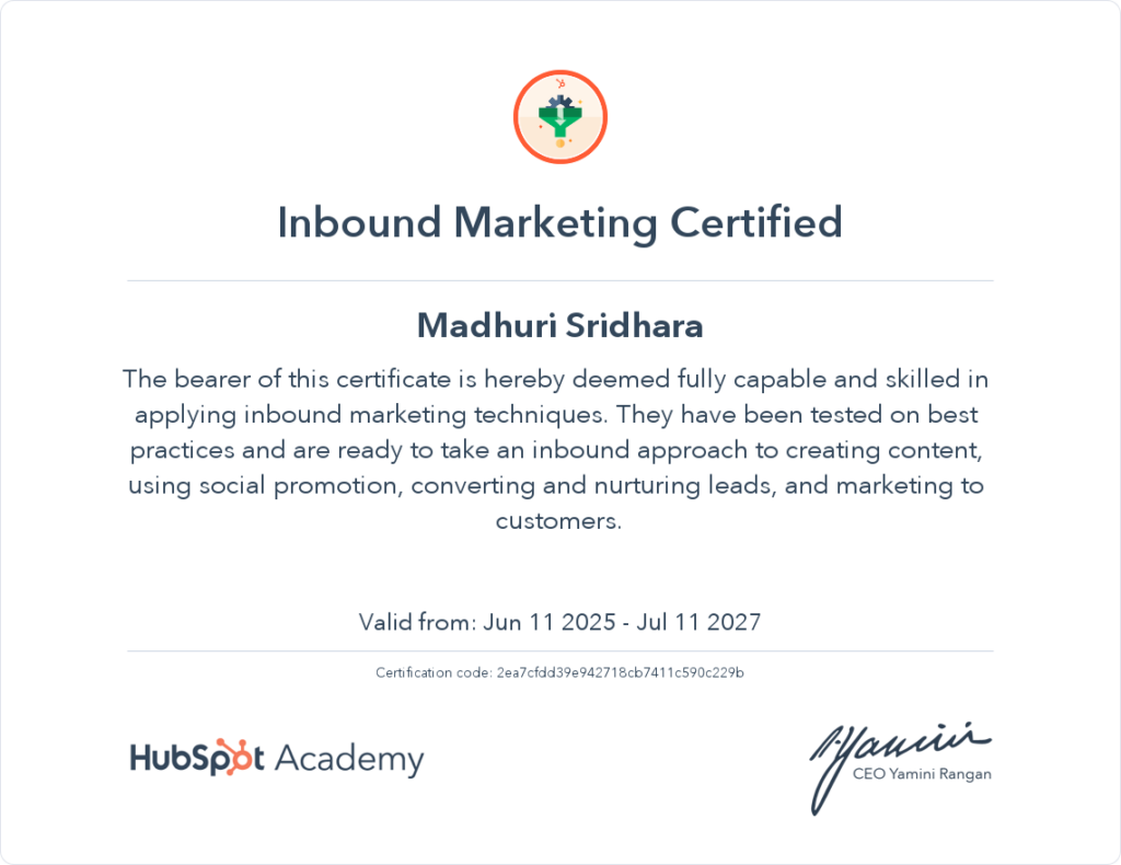 Inbound marketing certificate